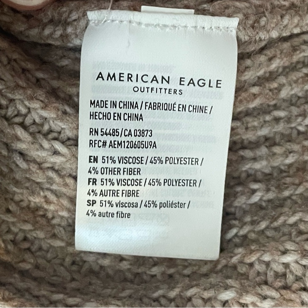 American Eagle Outfitters Crew Neck Sweater Oversized Knit Women’s XS Tan Cream - Picture 13 of 14